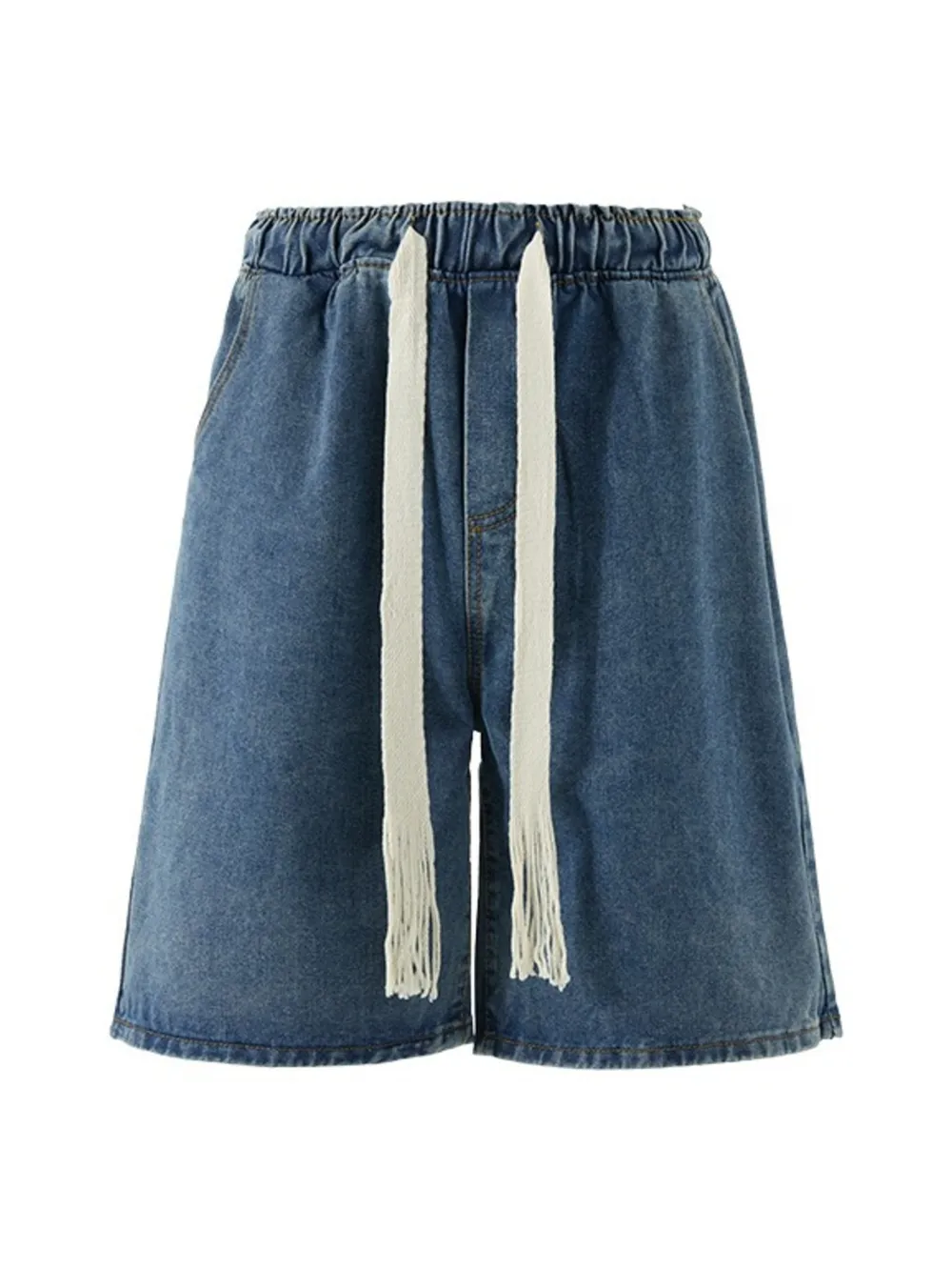 Men's Plus Size Loose Fit Wash Denim Shorts, image 6