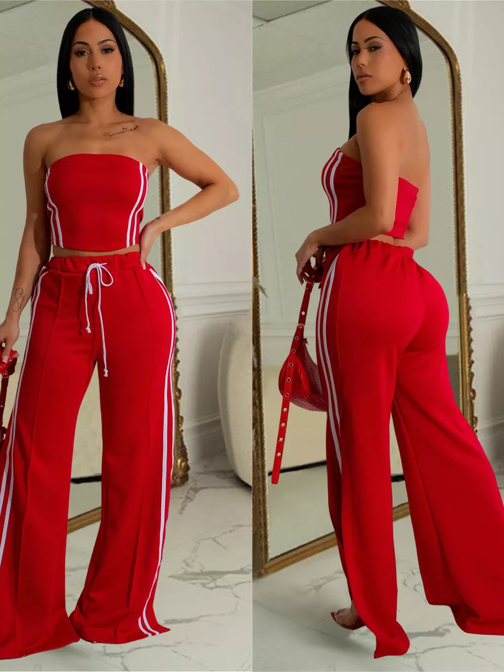 Sleeveless Tube Top and Wide Leg Pants Set, image 16