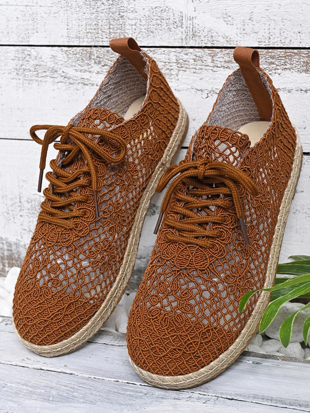 Breathable Woven Lace Up Sneakers, image 7
