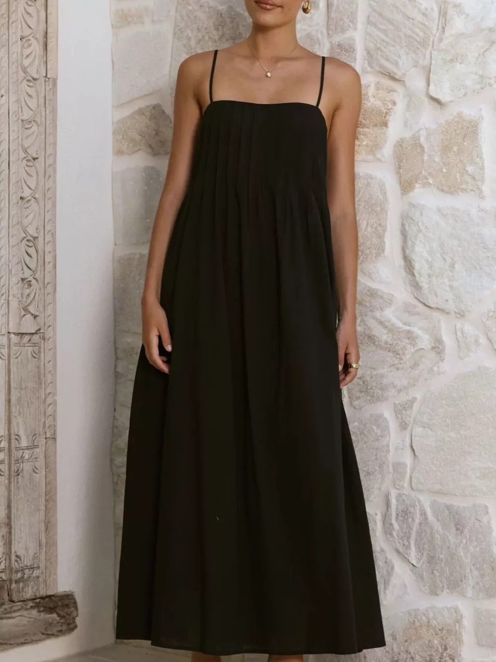 Pleated Bodice Midi Cami Dress, image 15