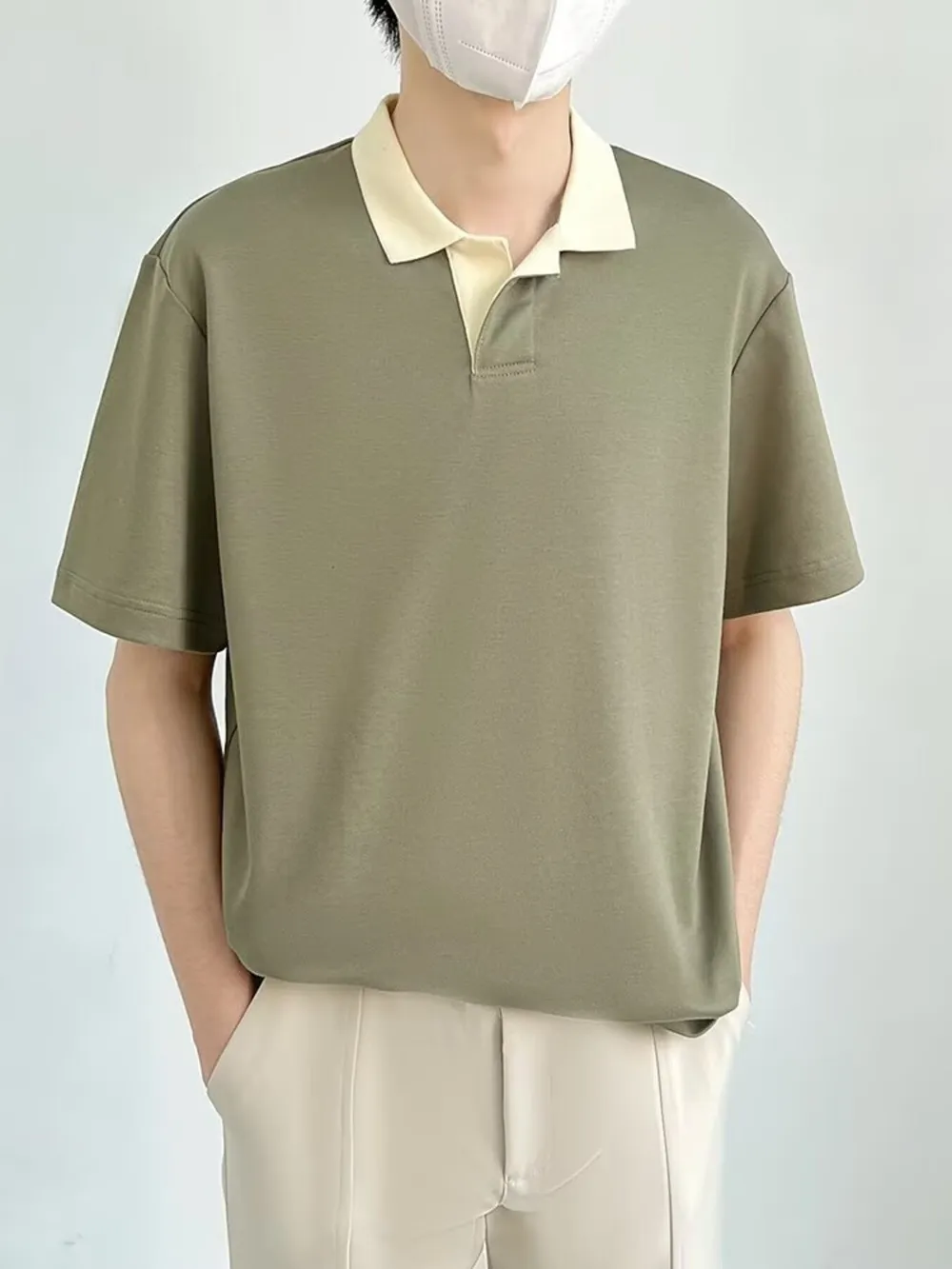 Men's Plus Size Short Sleeve Polo with Contrast Collar, image 2