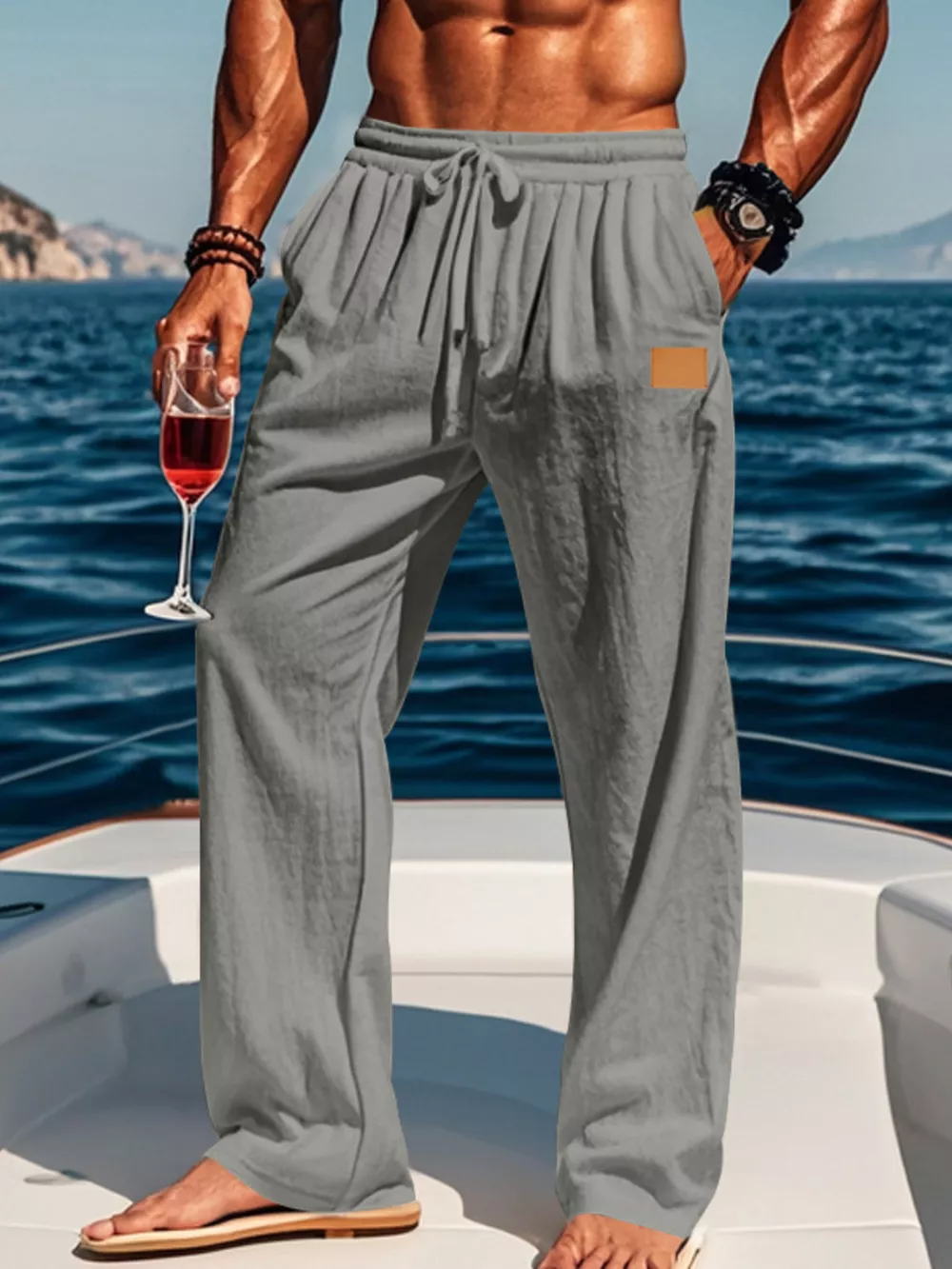 Men's Full Size Drawstring Wide Leg Pants Plus Size, image 11