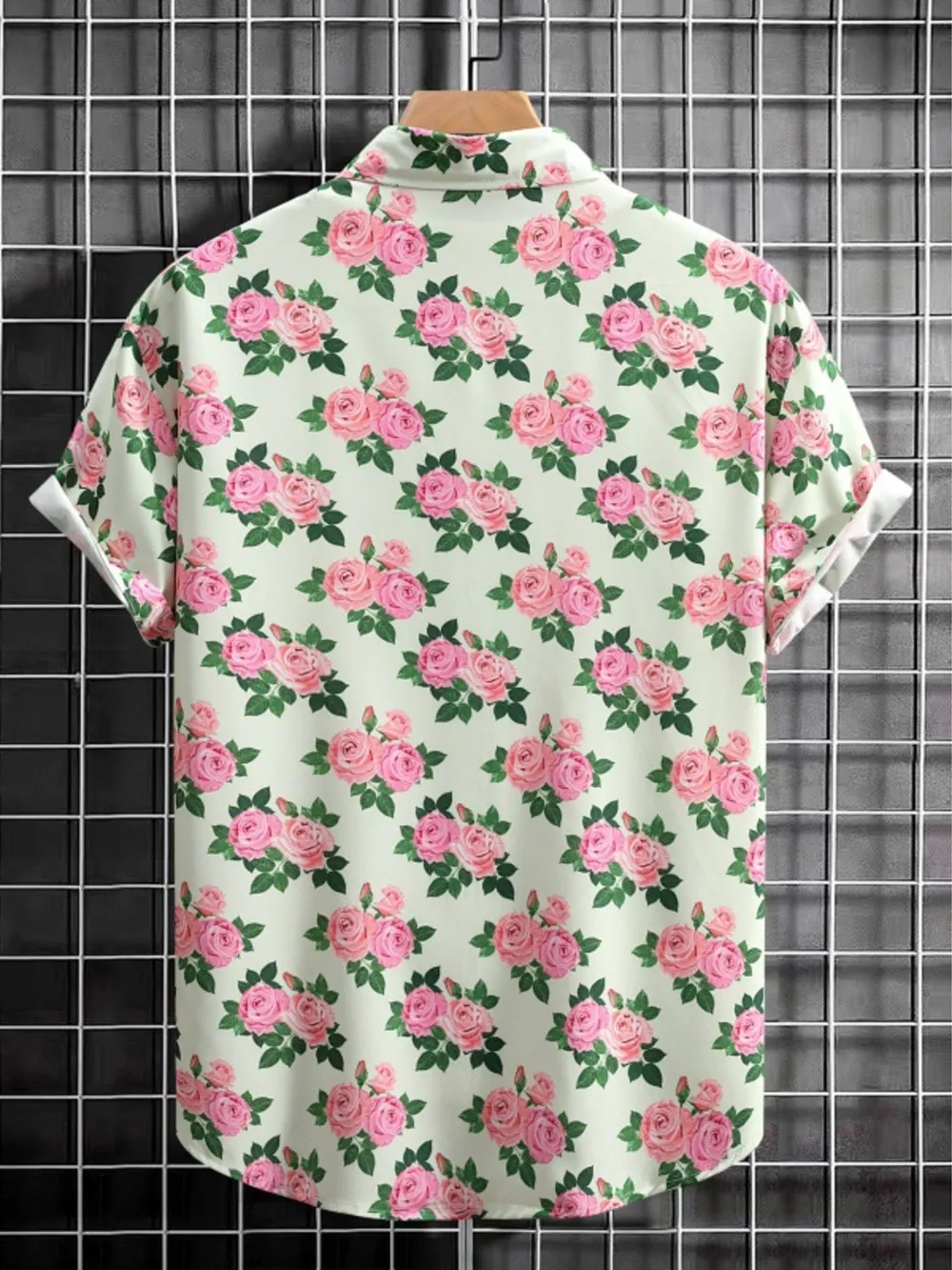 Men's Floral Print Button Up Short Sleeve Shirt, image 2