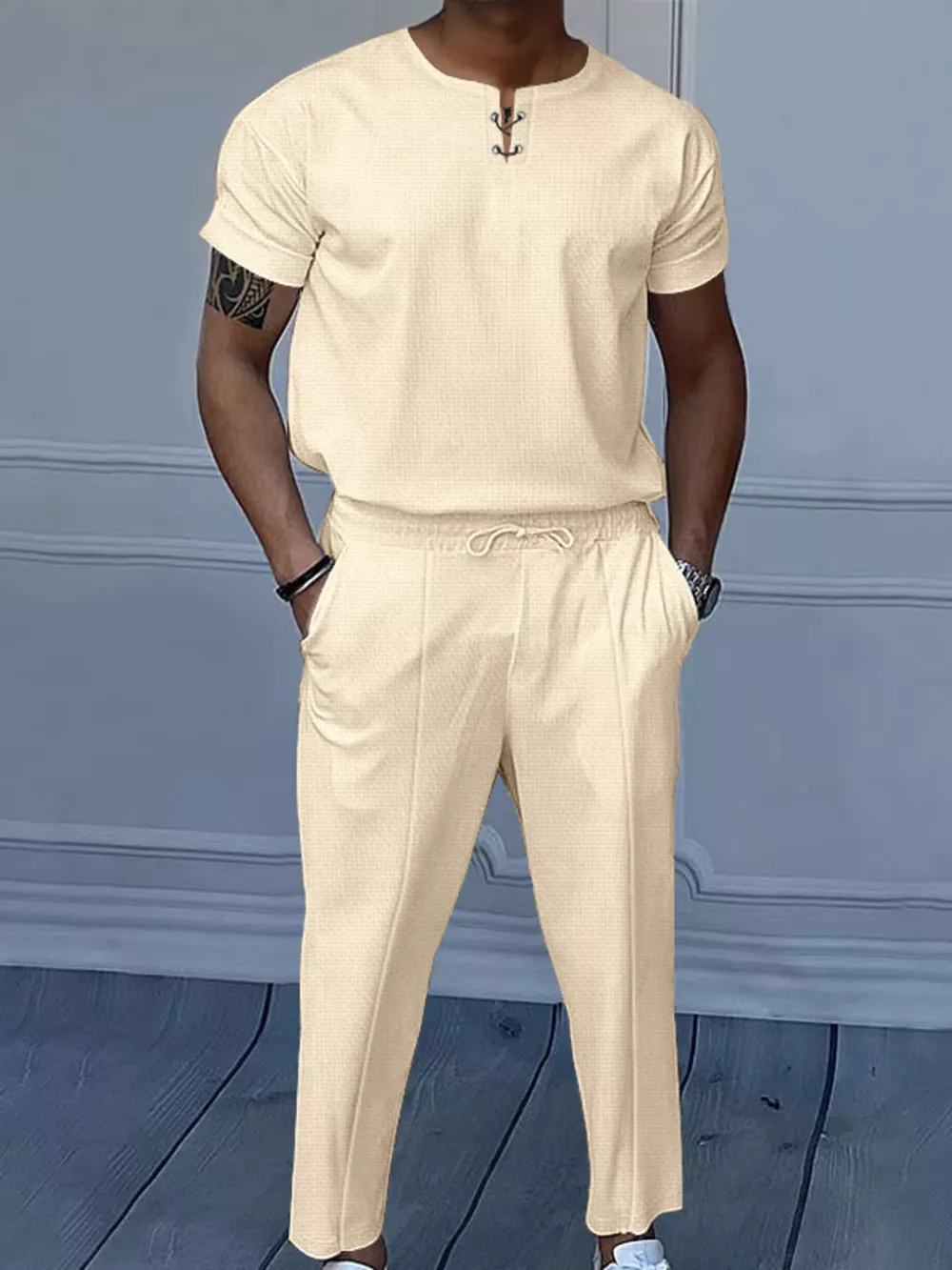 Men's Full Size Casual Short-Sleeve Top and Pants Set Plus Size, image 4