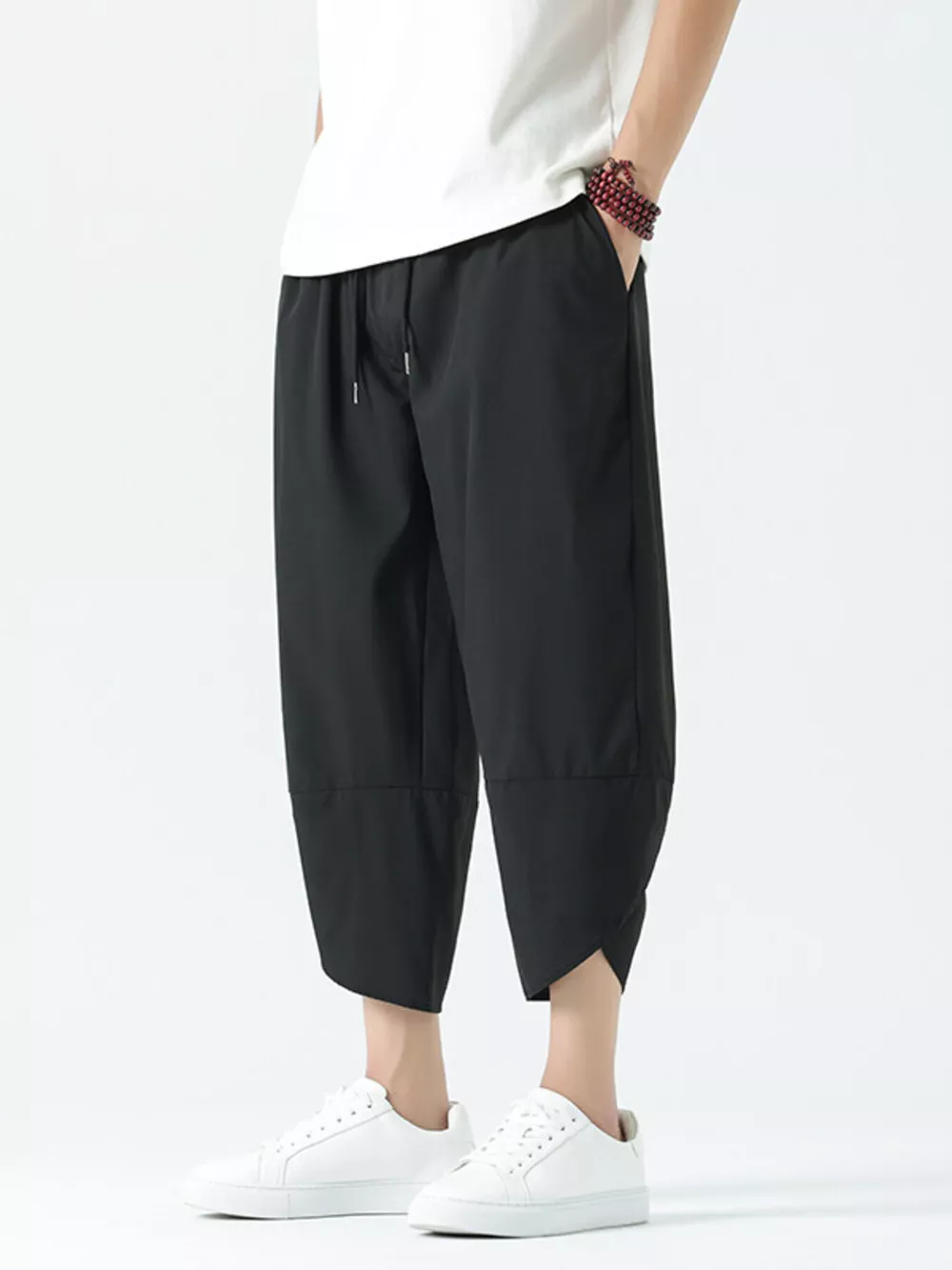 Men's Plus Size Casual Loose Cropped Pants