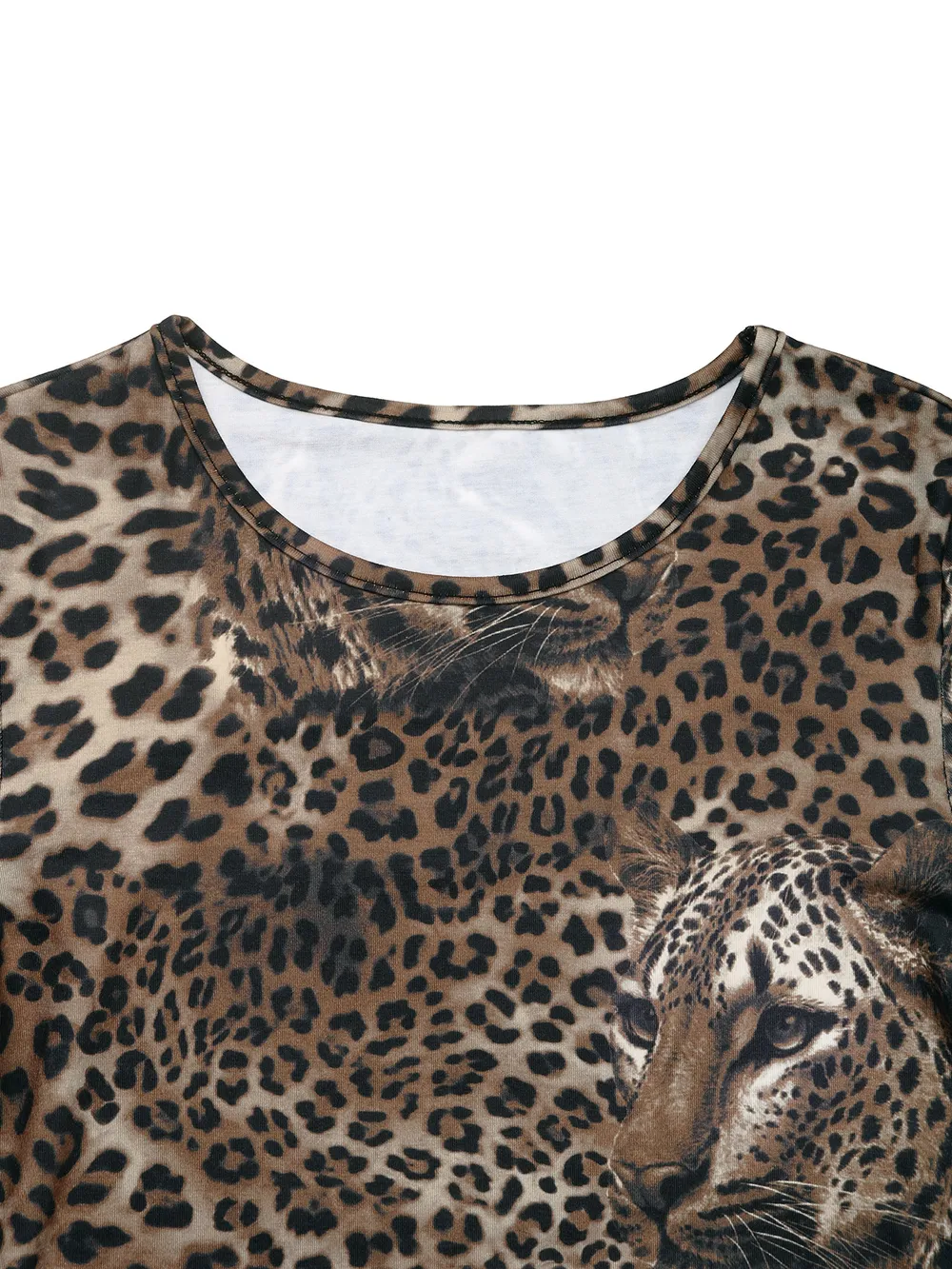 Leopard Print Long Sleeve Fitted T-Shirt, image 6