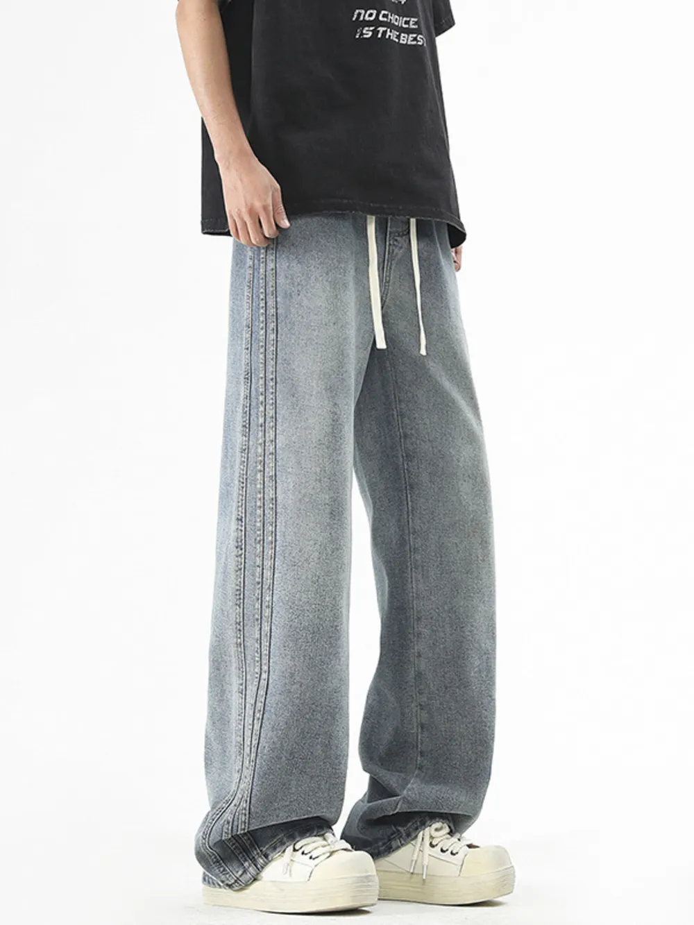 Men's Plus Size Vintage Wash Wide Leg Jeans, image 5