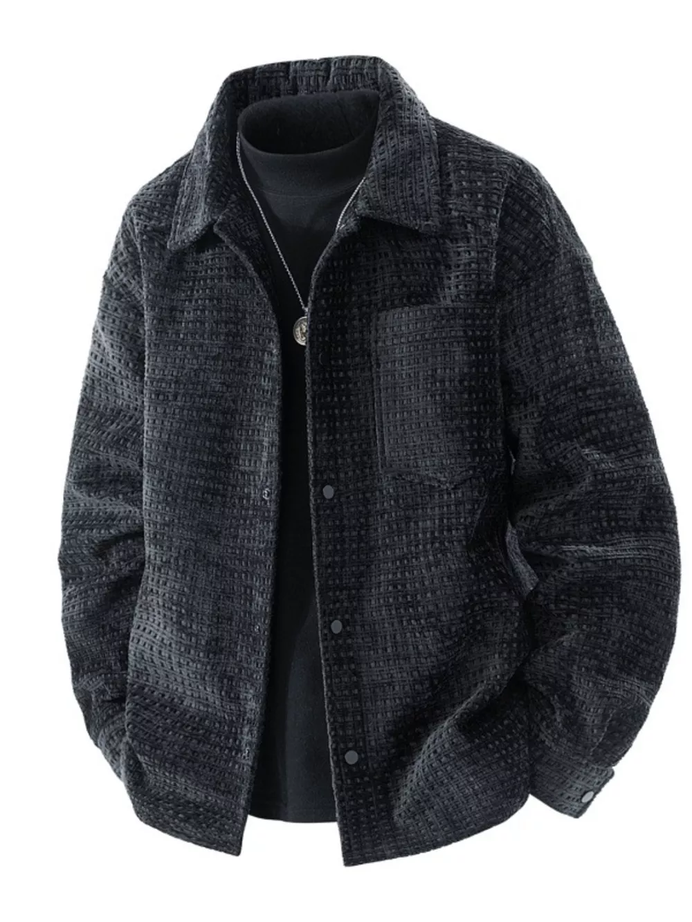 Men's Plus Size Textured Snap Down Shacket