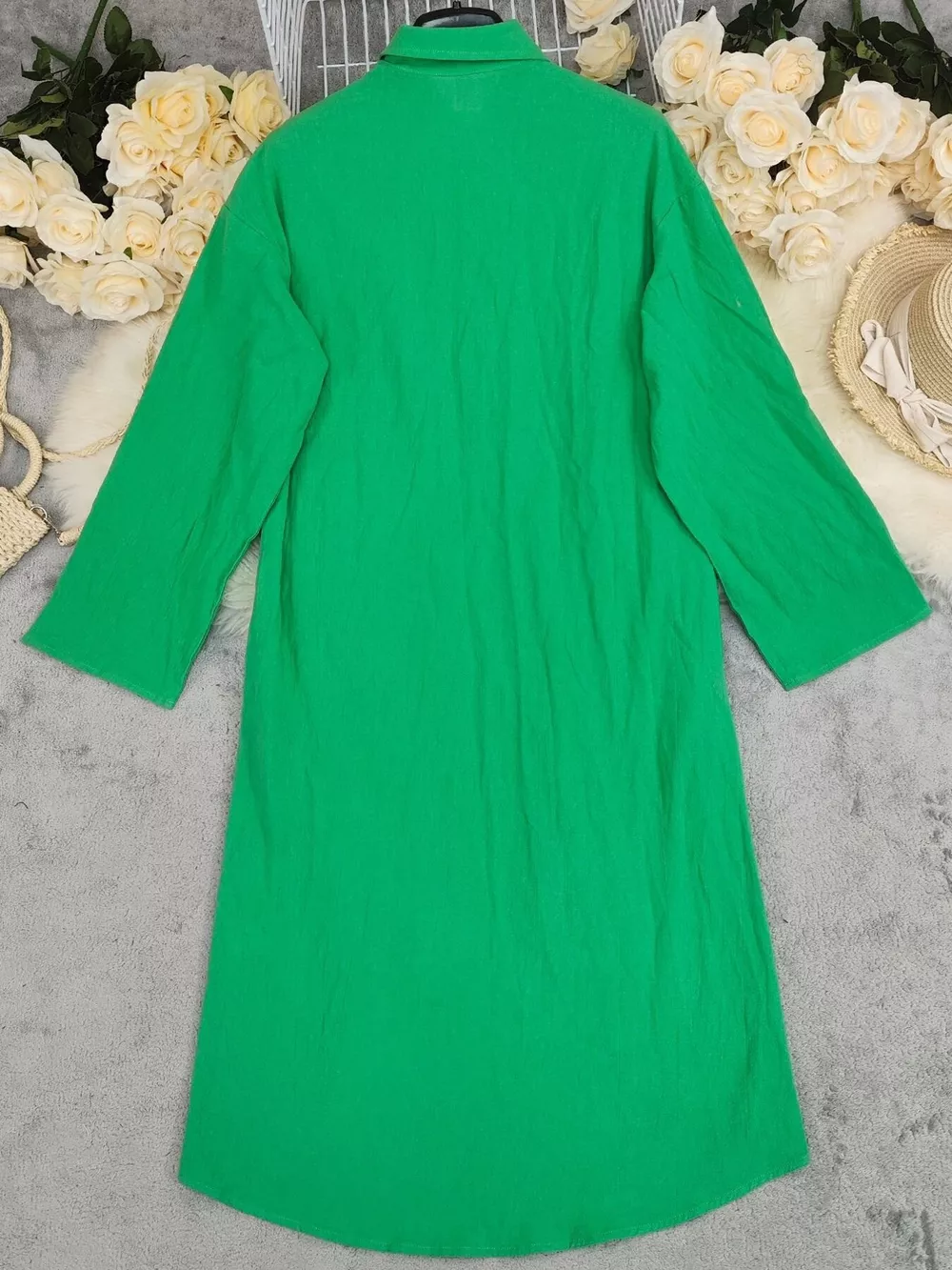 Button Front Long Sleeve Shirt Dress, image 2
