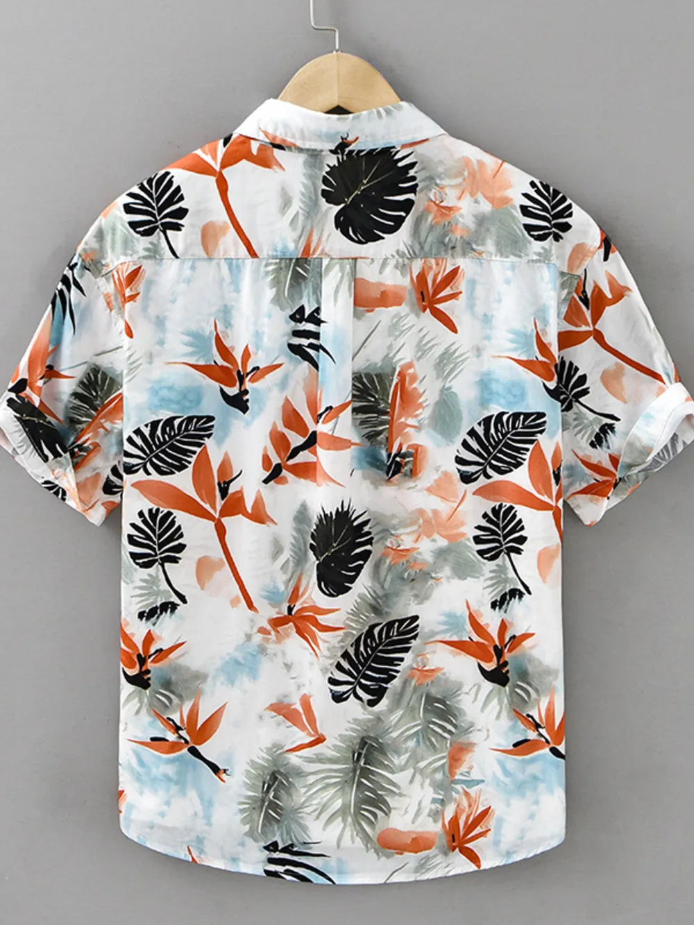 Men's Plus Size Printed Short Sleeve Button-Up Shirt, image 2