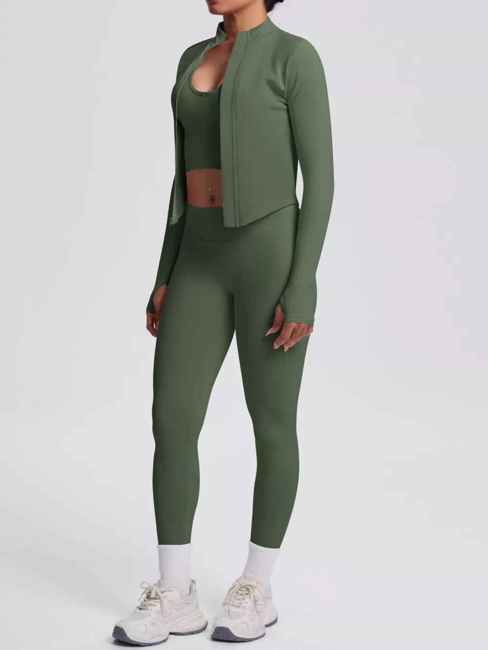 Tank & Zip-Up Jacket and Leggings Three-Piece Active Set, image 28