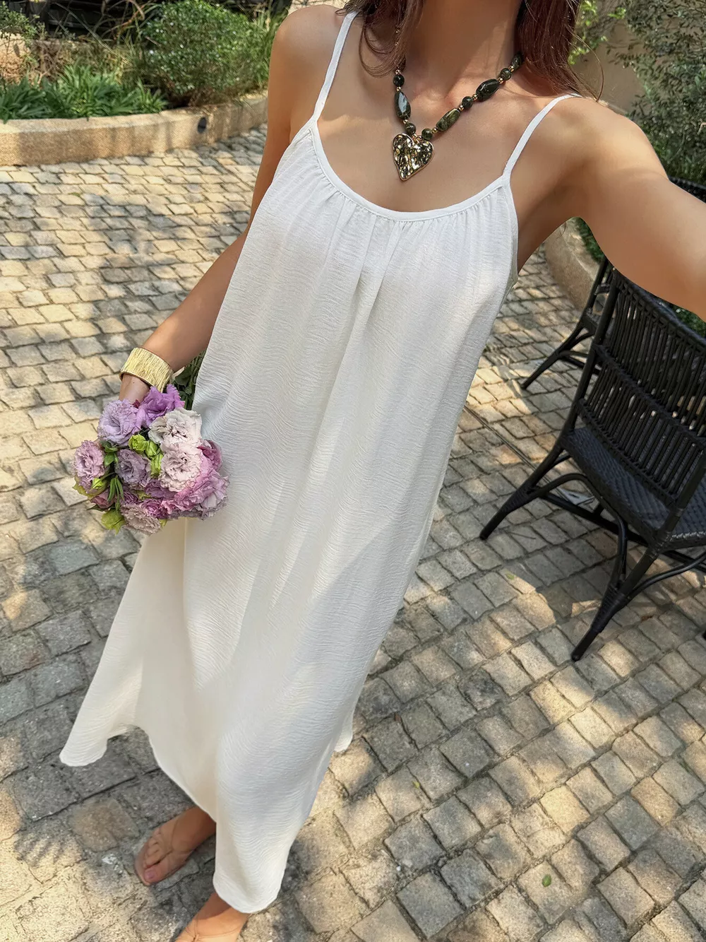 Flowy Spaghetti Strap Midi Dress, image 2