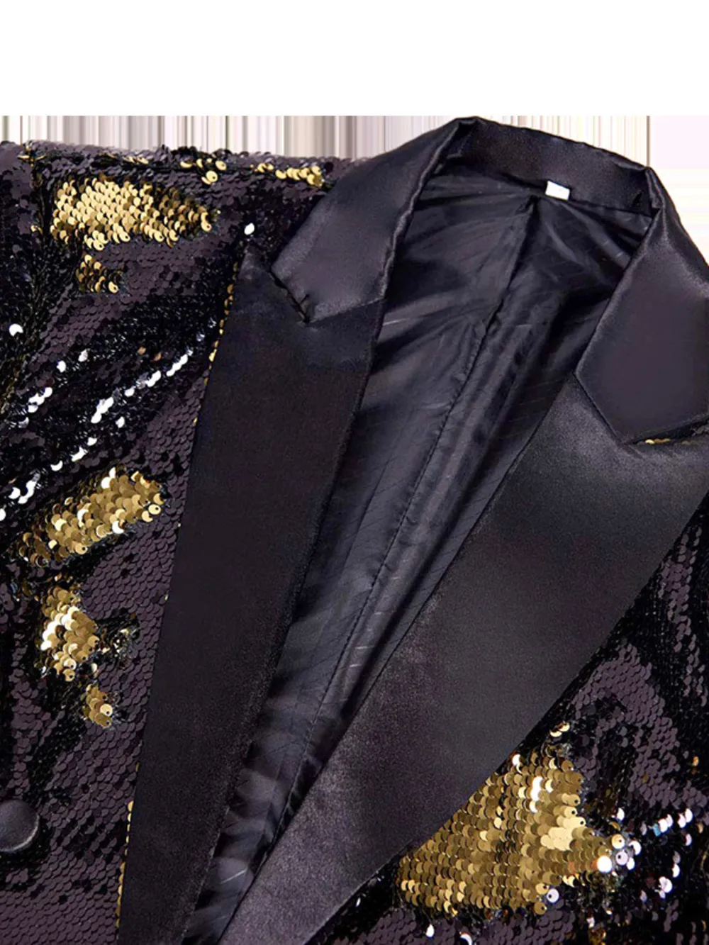 Men's Sequin Long Sleeve Tuxedo Blazer, image 7