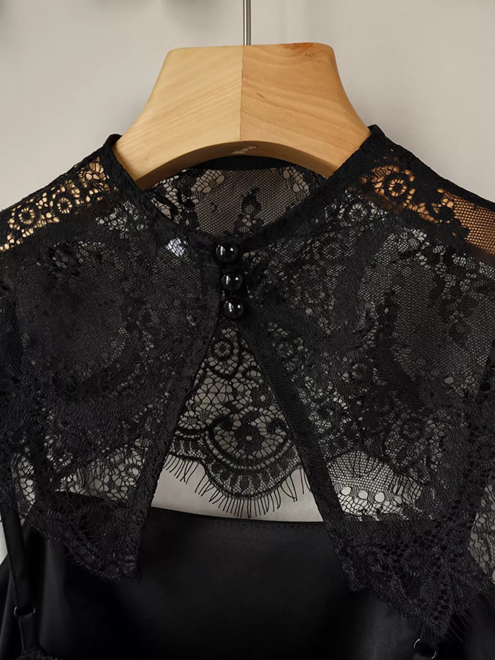 Satin Mini Dress with Lace Detachable Cape, image 11