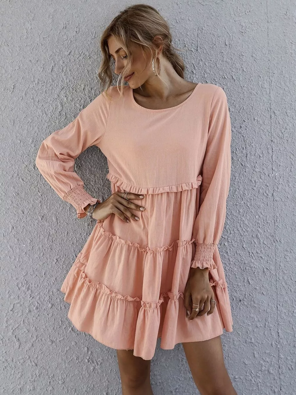 Ruffle Tiered Long Sleeve Mini Dress, image 17