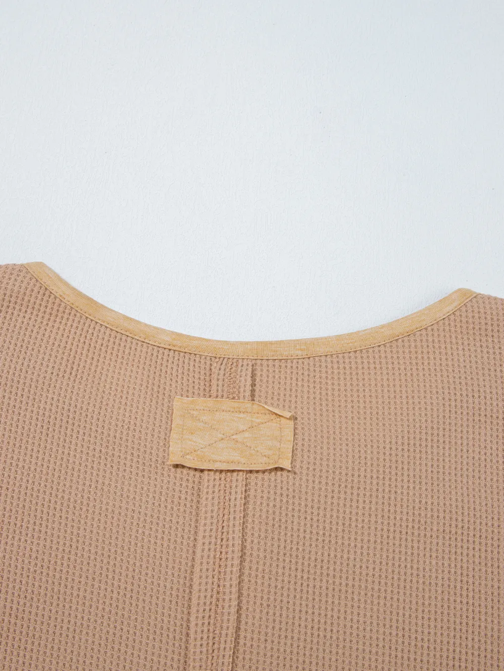 Waffle Textured Tunic Henley Top with Slits, image 10