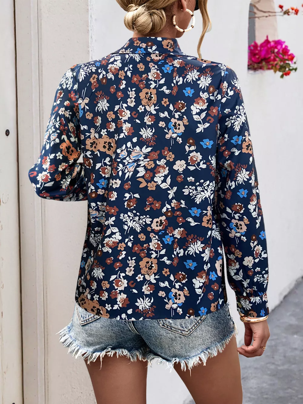 Printed Button-Down Long Sleeve Shirt, image 7