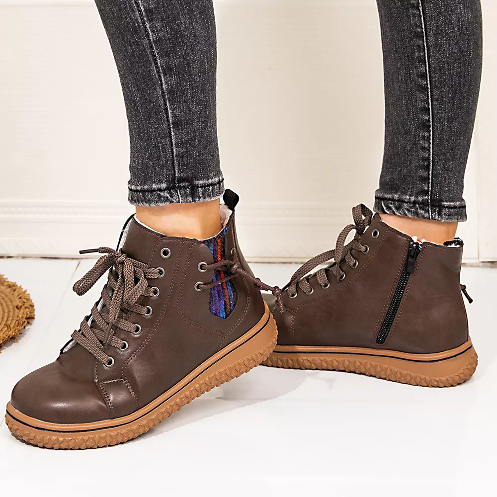 Lace-Up Ankle Boots with Zipper Detail, image 4