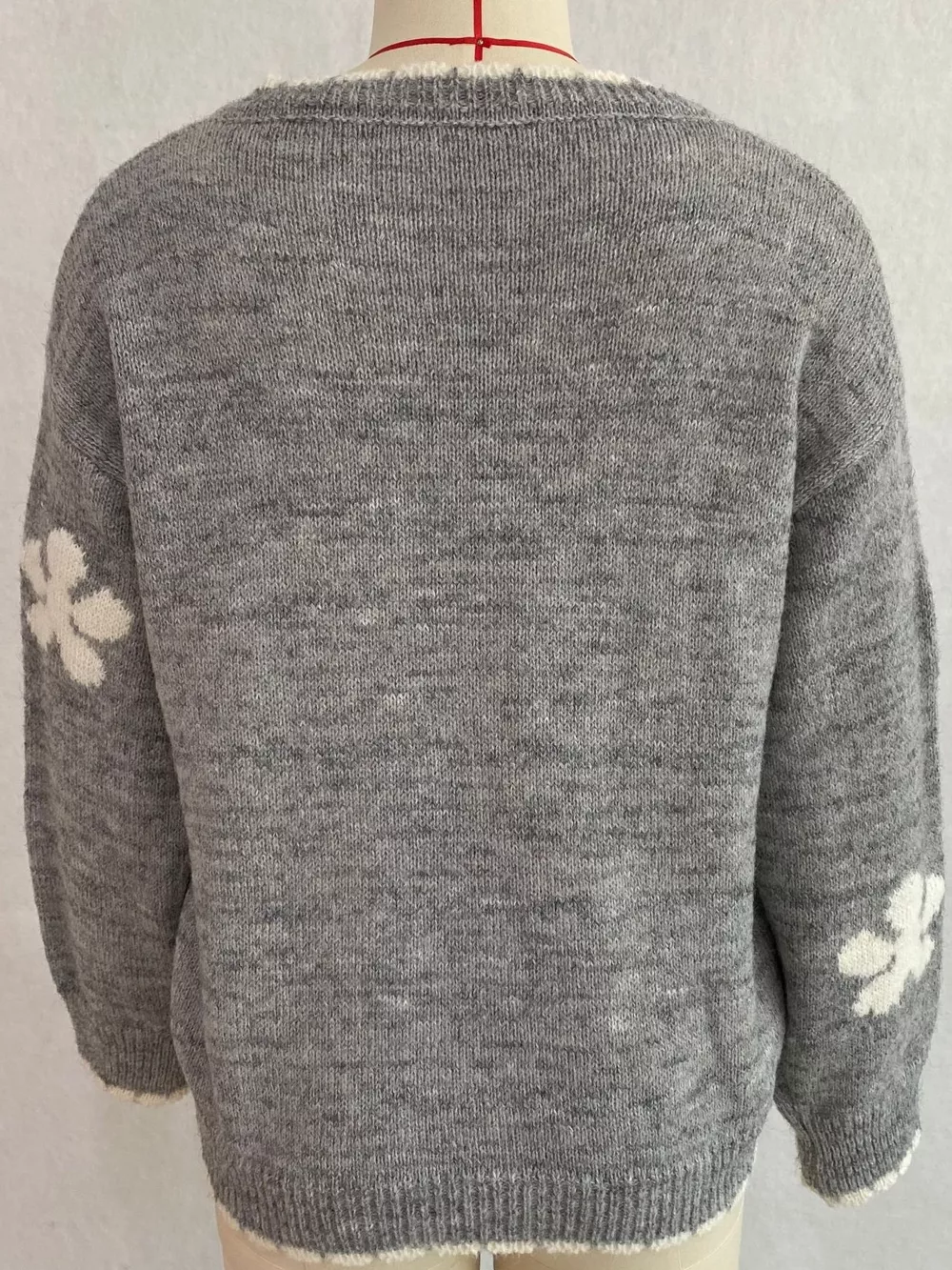 Floral Applique Button-Down Knit Cardigan, image 21