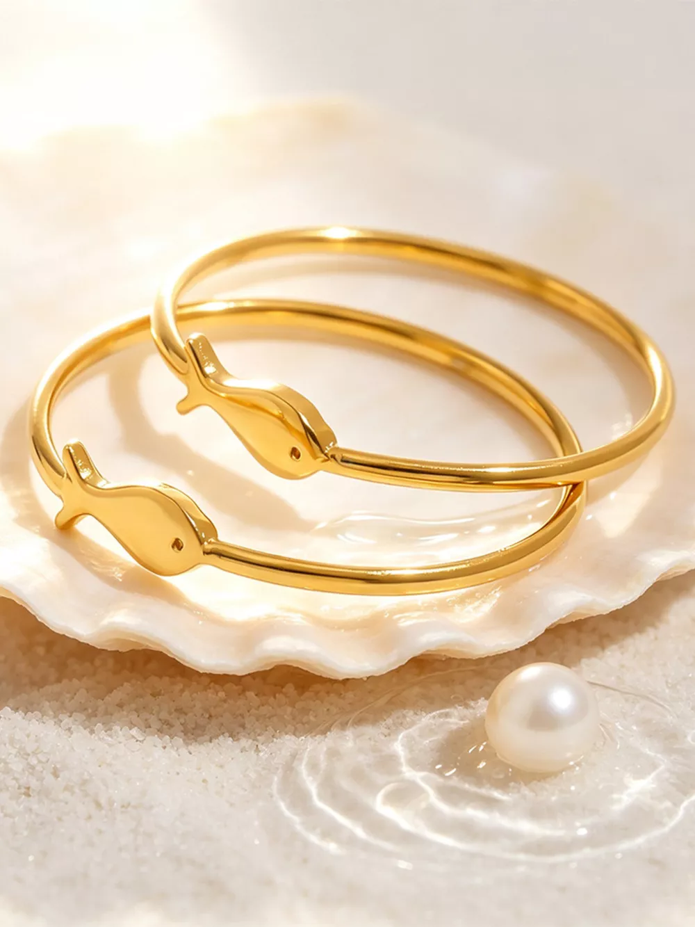 18K Gold-Plated Stainless Steel Fish Ring, image 4
