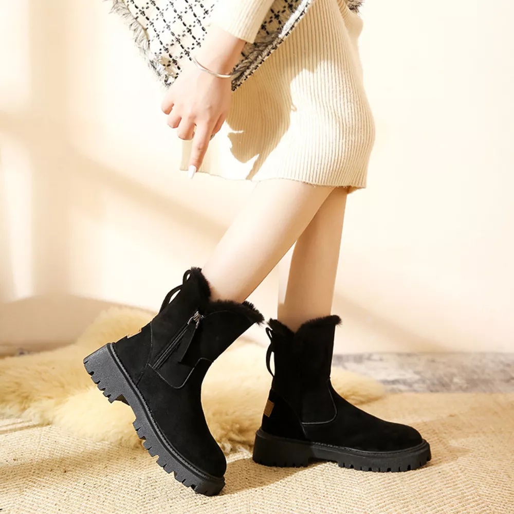 Round Toe Side Zipper Boots, image 3