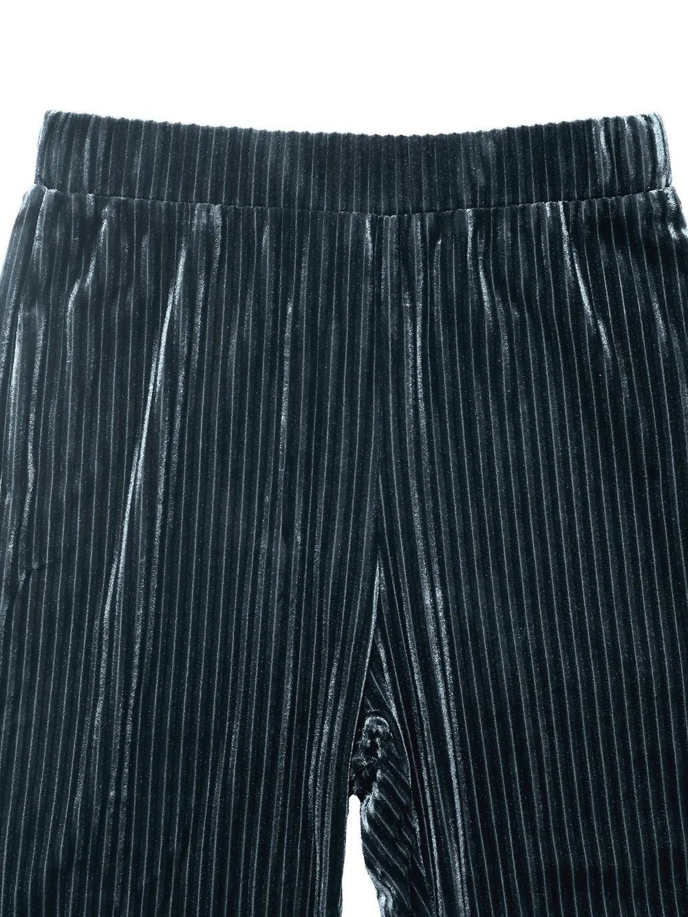 High-Waisted Ribbed Velvet Flare Pants, image 7