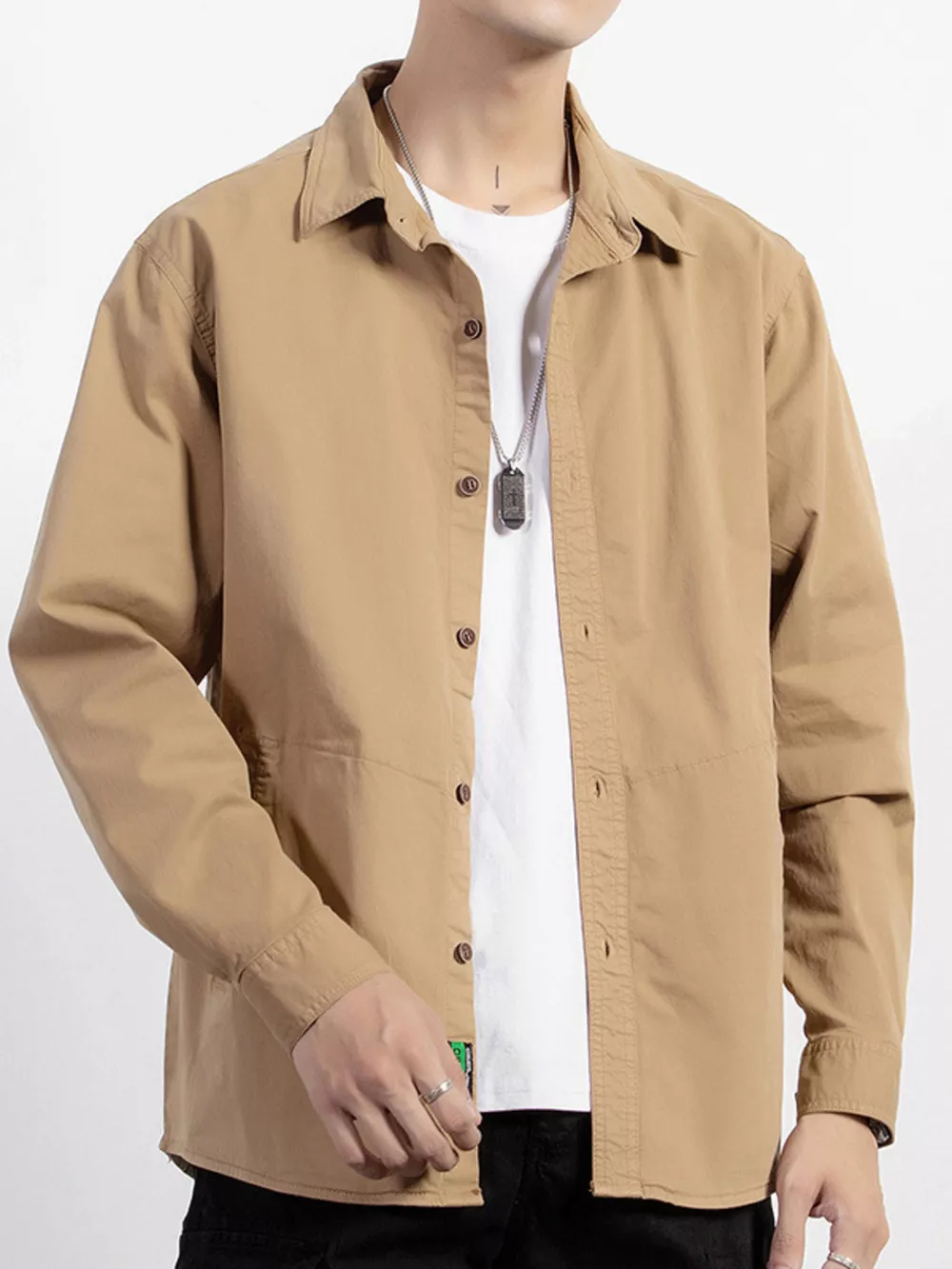 Men's Plus Size Button Up Long Sleeve Shirt, image 4