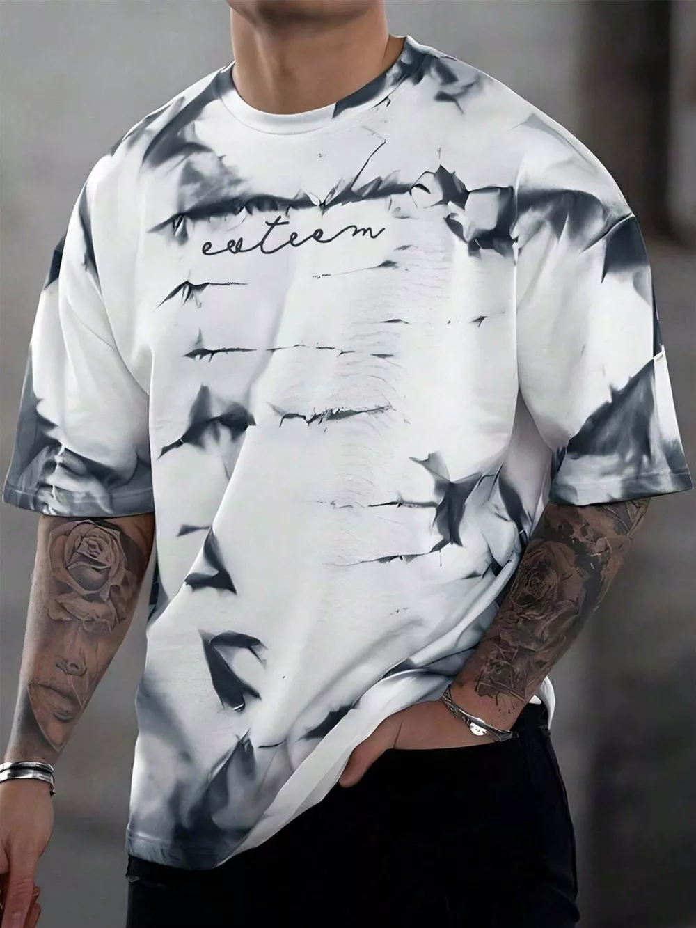 Men's Full Size Tie-Dye Round Neck T-Shirt Plus Size, image 6