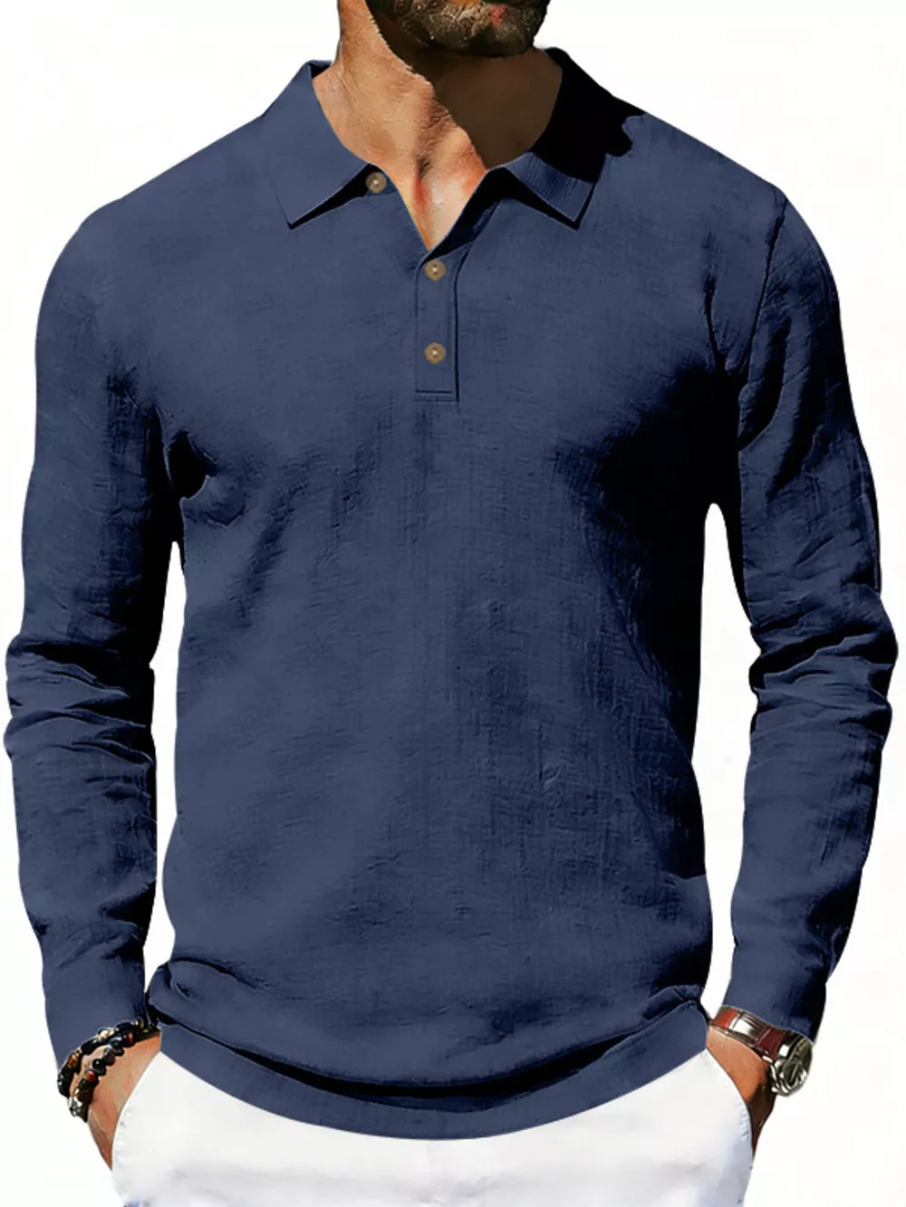 Men's Full Size Classic Long Sleeve Polo Plus Size, image 2