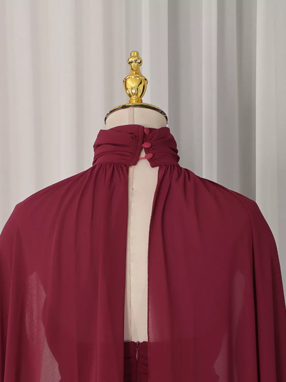 Ruched Halter Neck Cape Maxi Dress, image 7