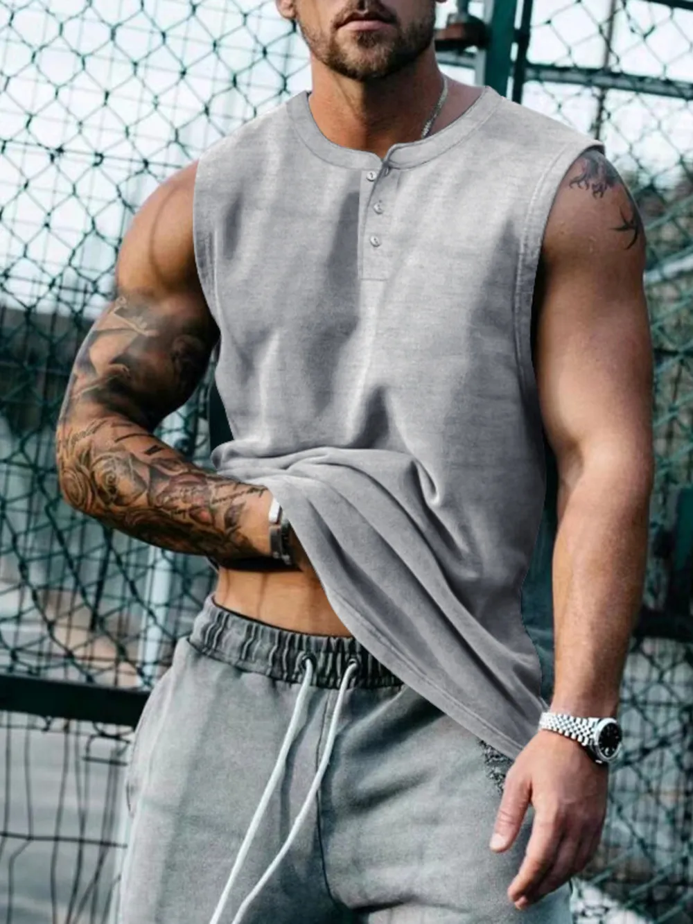 Men's Plus Size Round Neck Tank, image 2