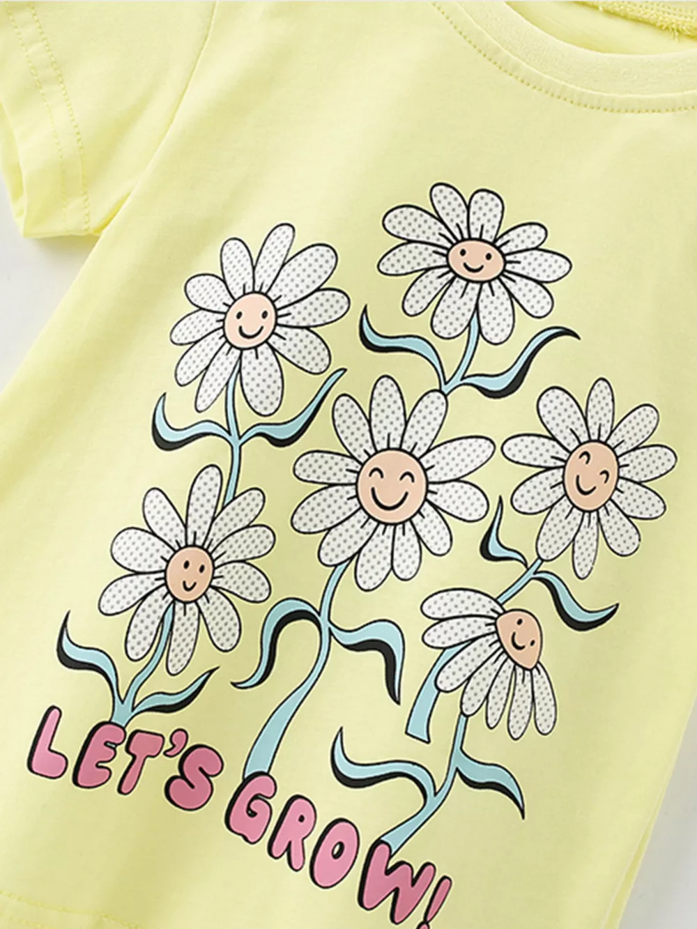 Children's Cute Daisy Print Graphic Sleeve T-Shirt, image 5