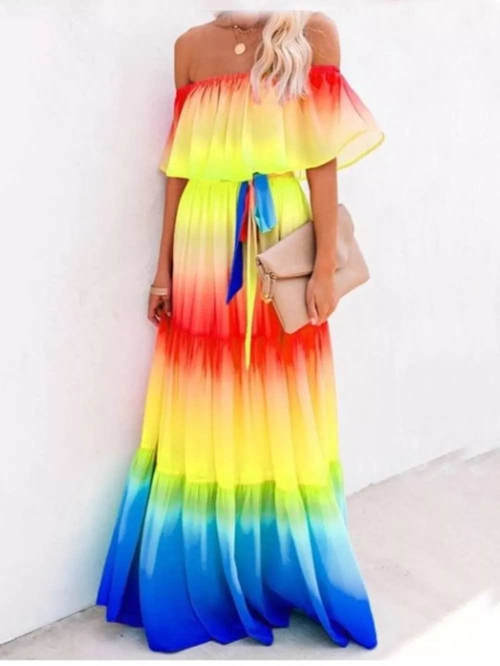 Full Size Off-Shoulder Tiered Maxi Dress Plus Size, image 5