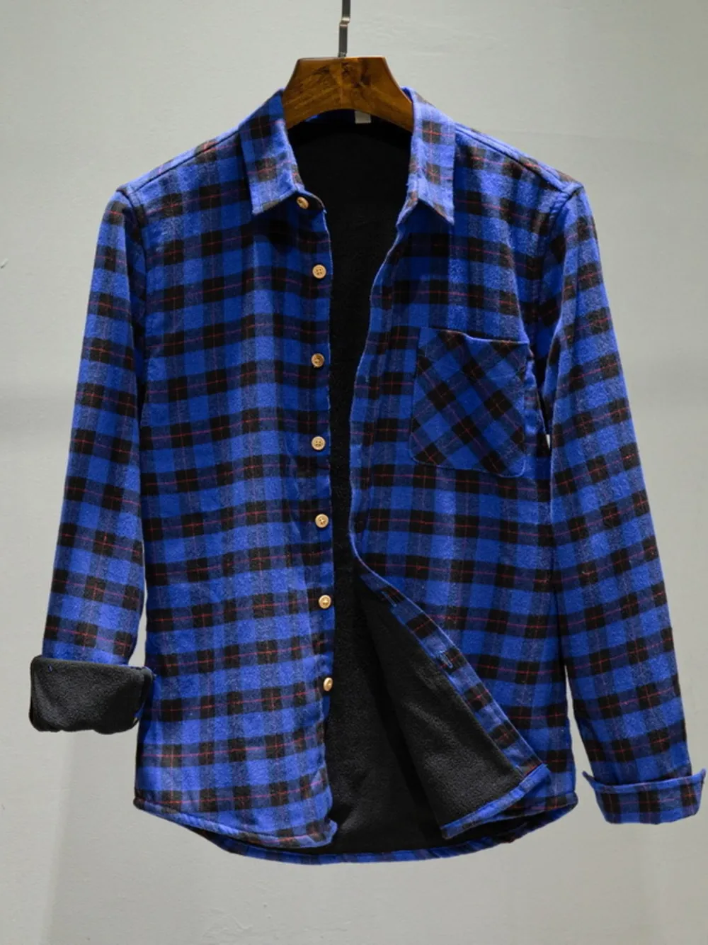 Men's Plus Size Plaid Button Up Long Sleeve Shirt
