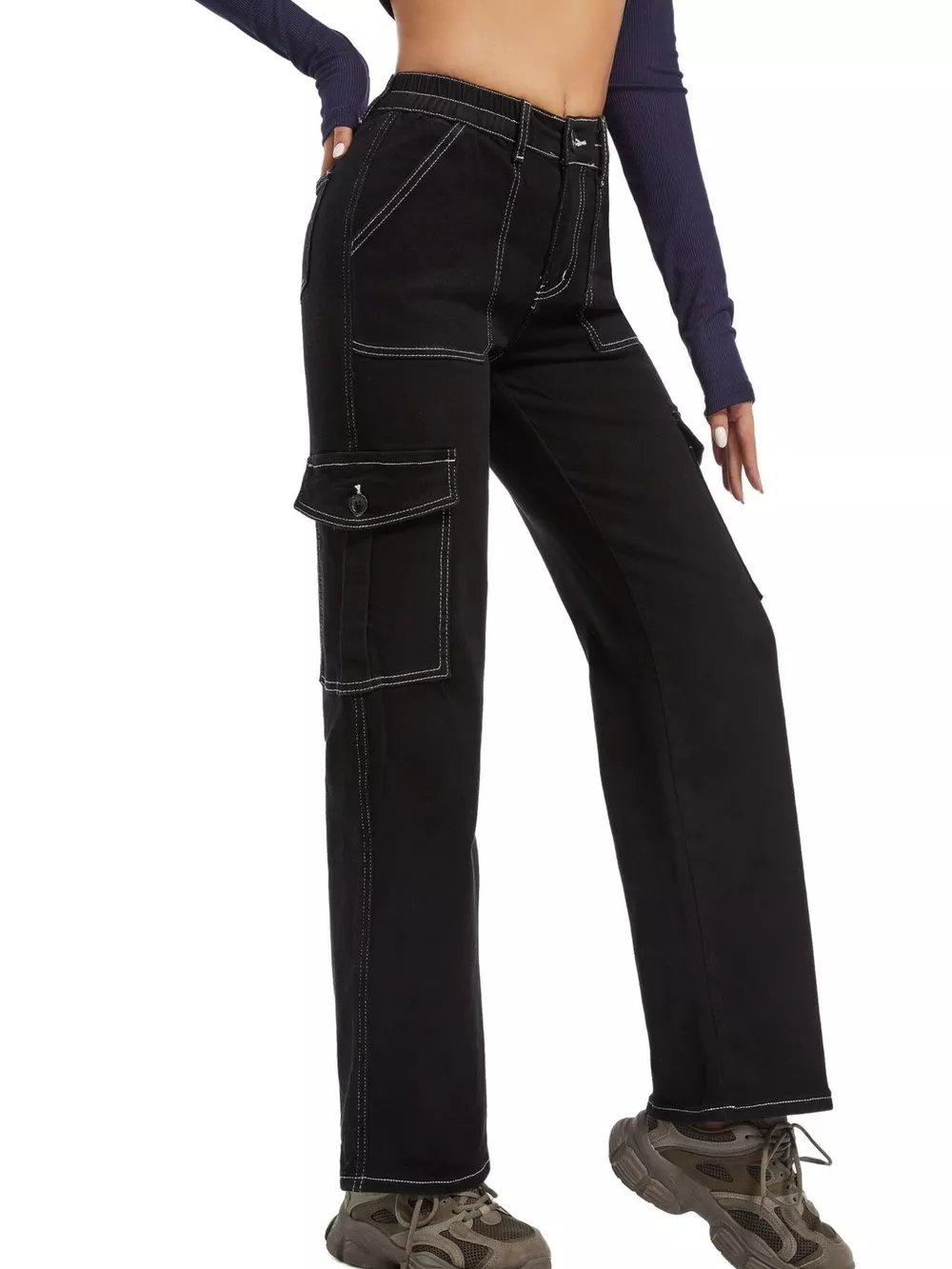 High-Waisted Cargo Jeans, image 9