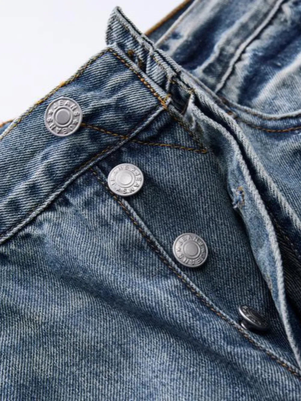 Men's Distressed Button Fly Wide Leg Jeans, image 7