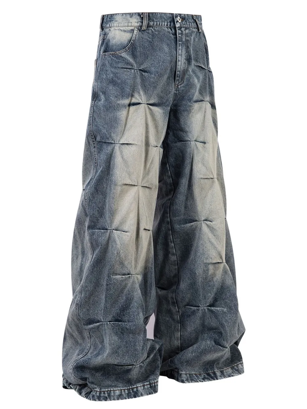 Men's Ruched Wide Leg Jeans