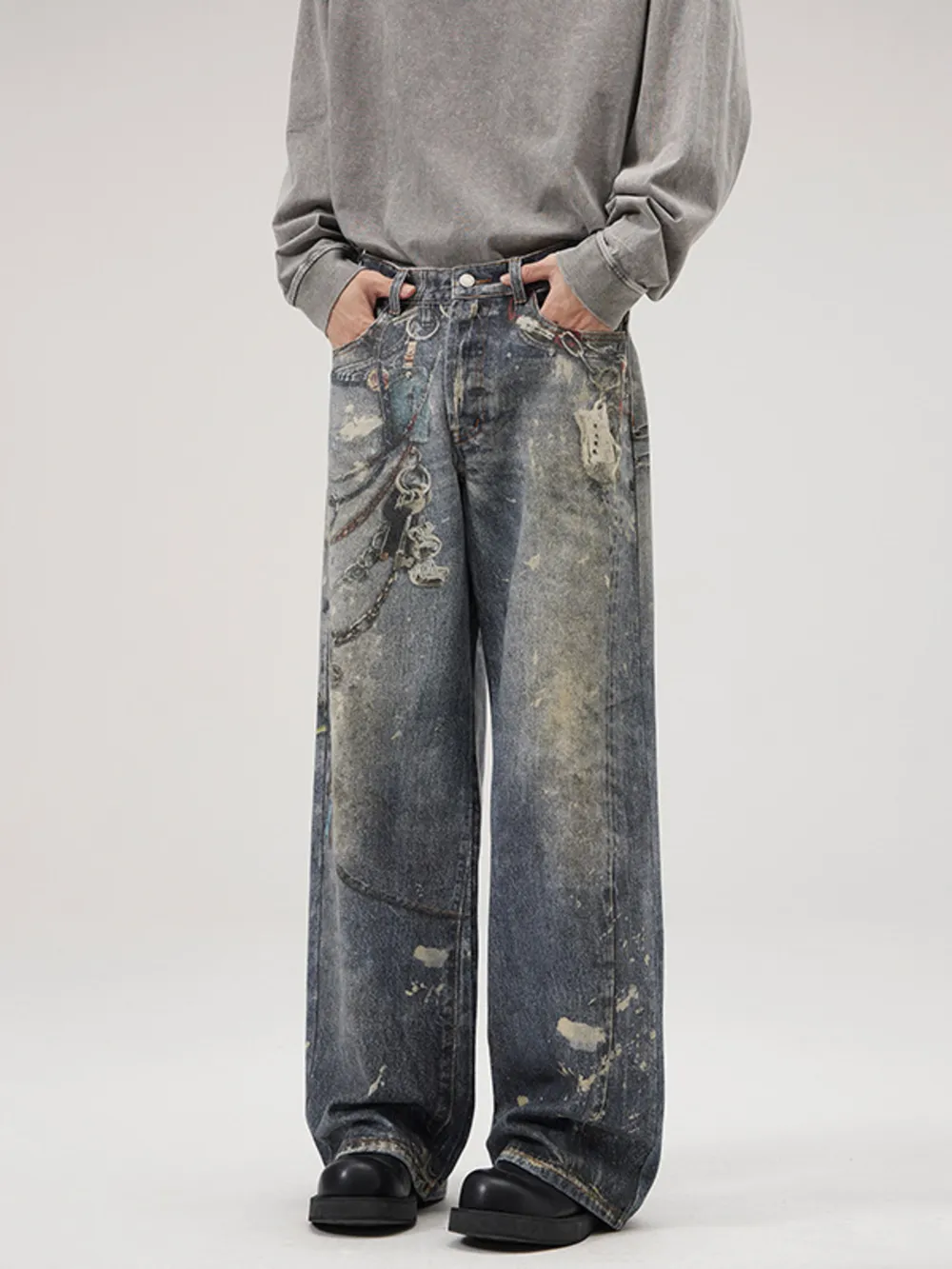 Men's Full Size Wide Leg Jeans Plus Size, image 3