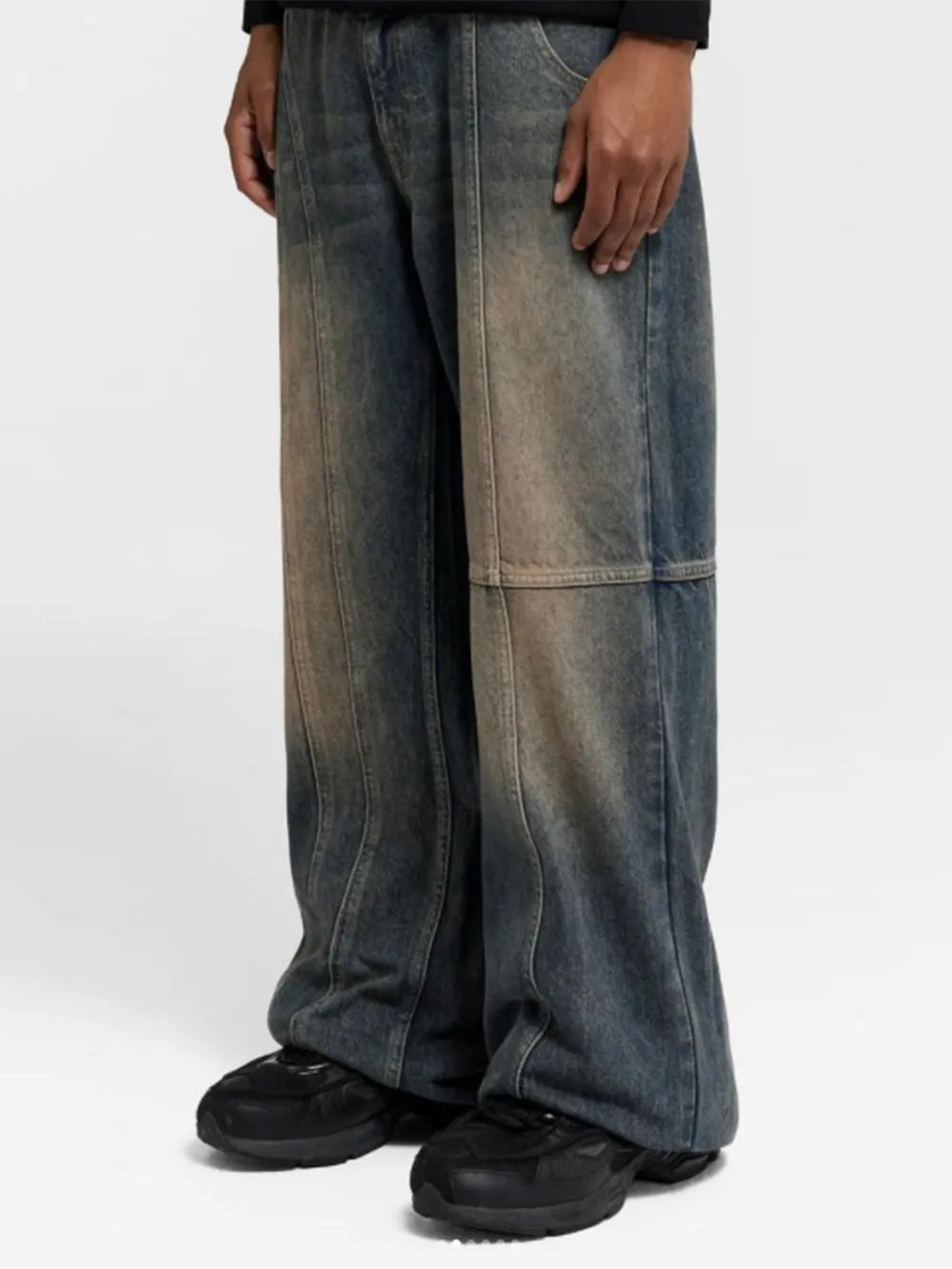 Men's Vintage Wash Wide Leg Relaxed Fit Jeans, image 3