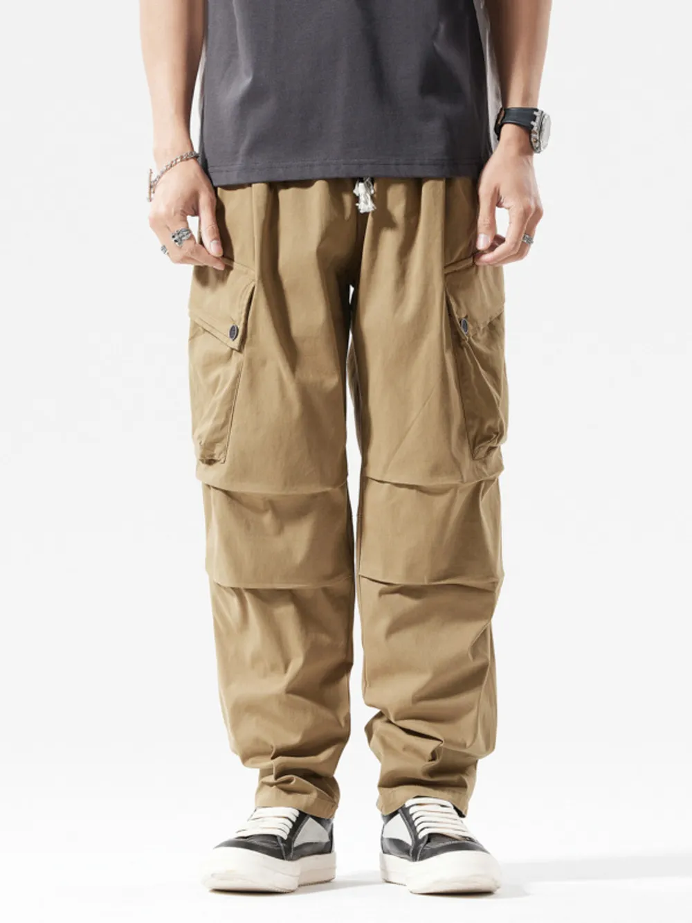 Men's Full Size Loose Fit Multi-Pocket Cargo Pants Plus Size, image 3