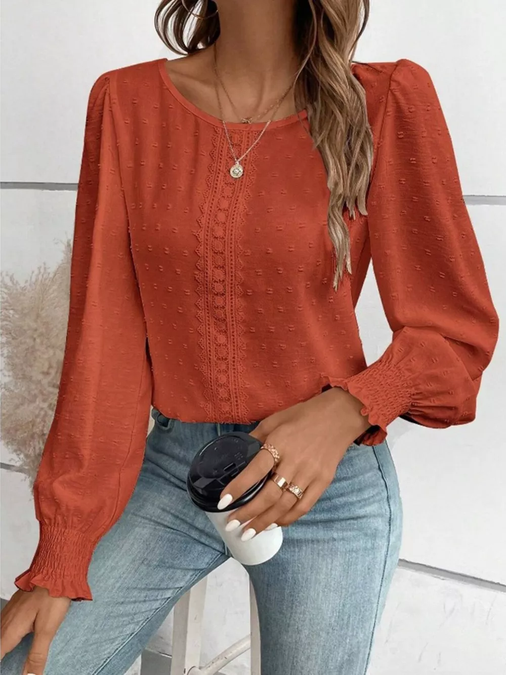 Swiss Dot Long Sleeve Blouse, image 13