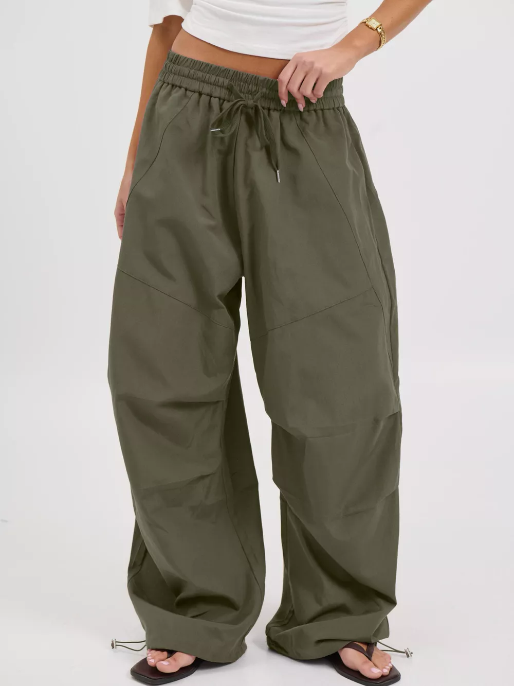 Drawstring Wide Leg Pants, image 2