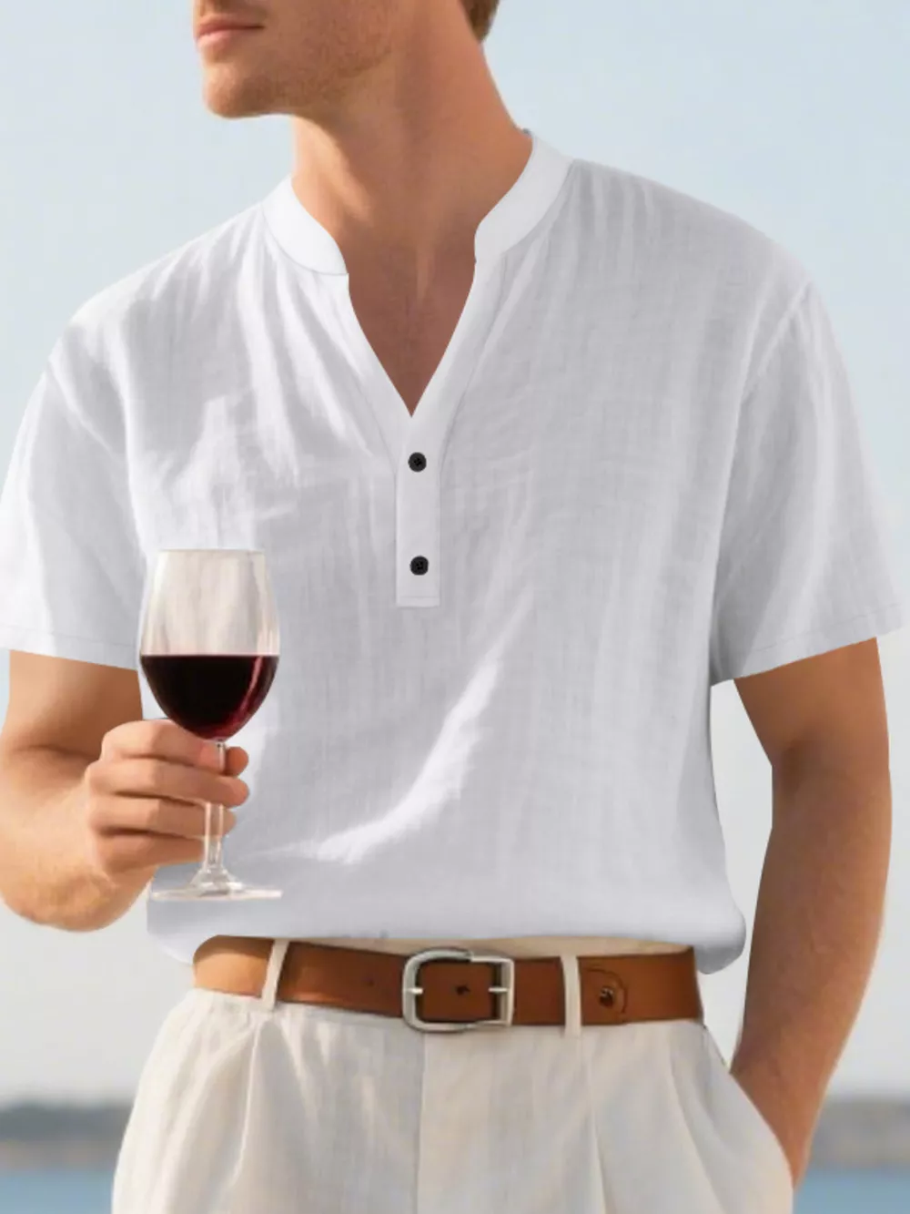 Men's Full Size Button Detail Short Sleeve Shirt Plus Size, image 8
