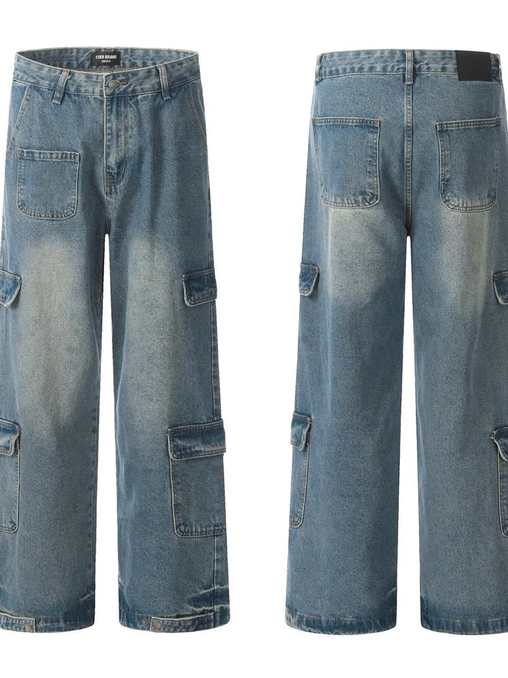 Men's Washed Multi-Pocket Cargo Jeans, image 4