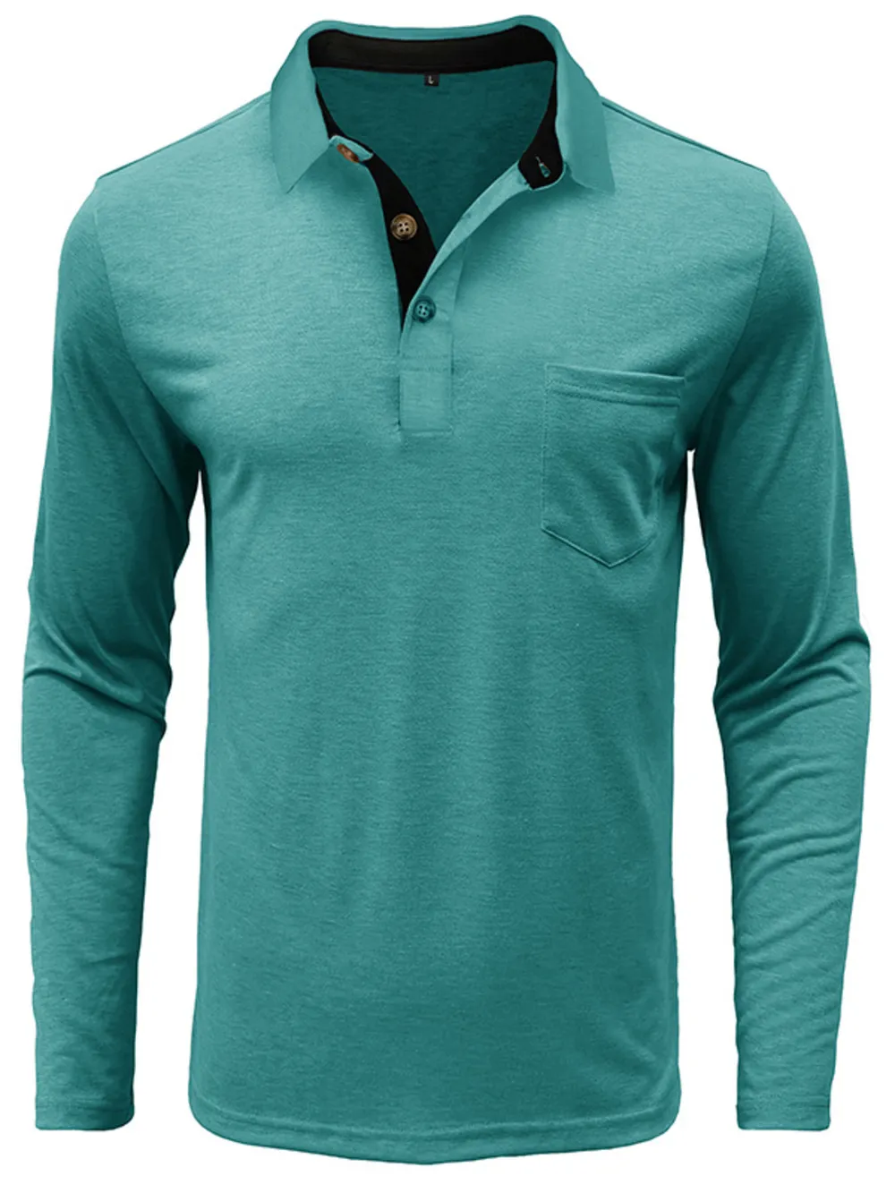 Men's Full Size Button Detail Long Sleeve Polo Plus Size, image 2