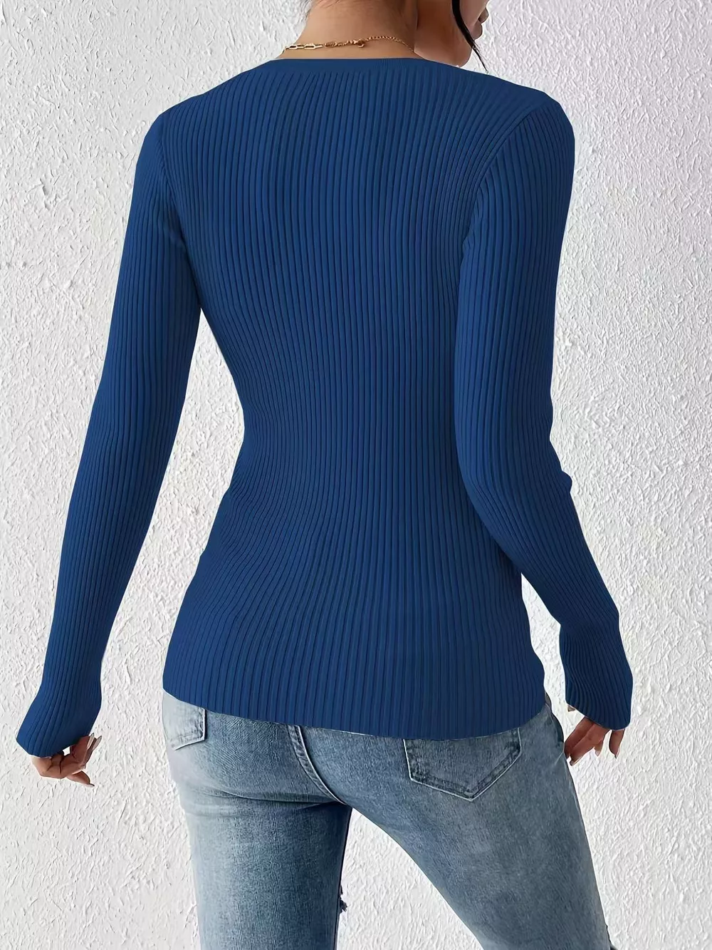 Ribbed Knit Button Front Knit Top, image 16
