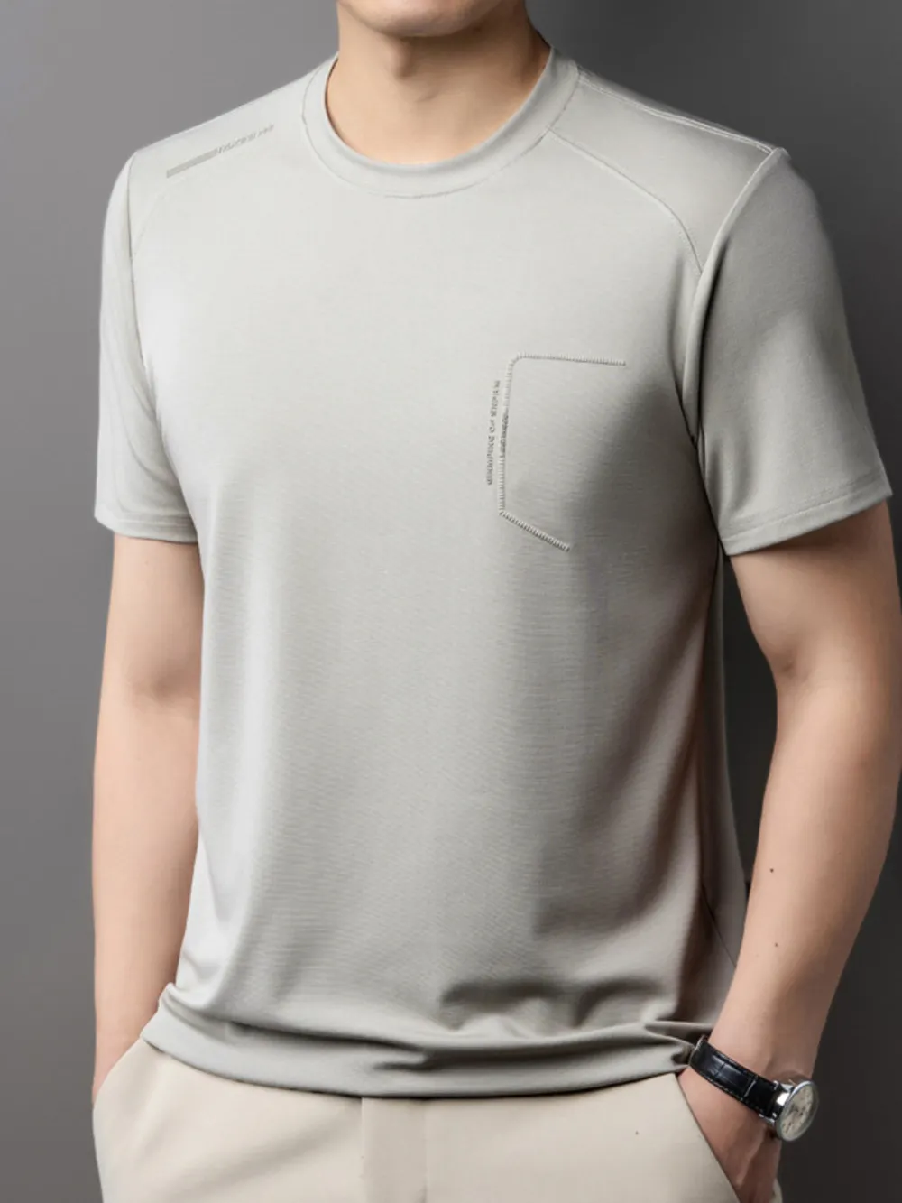 Men's Round Neck Short Sleeve T-Shirt, image 2