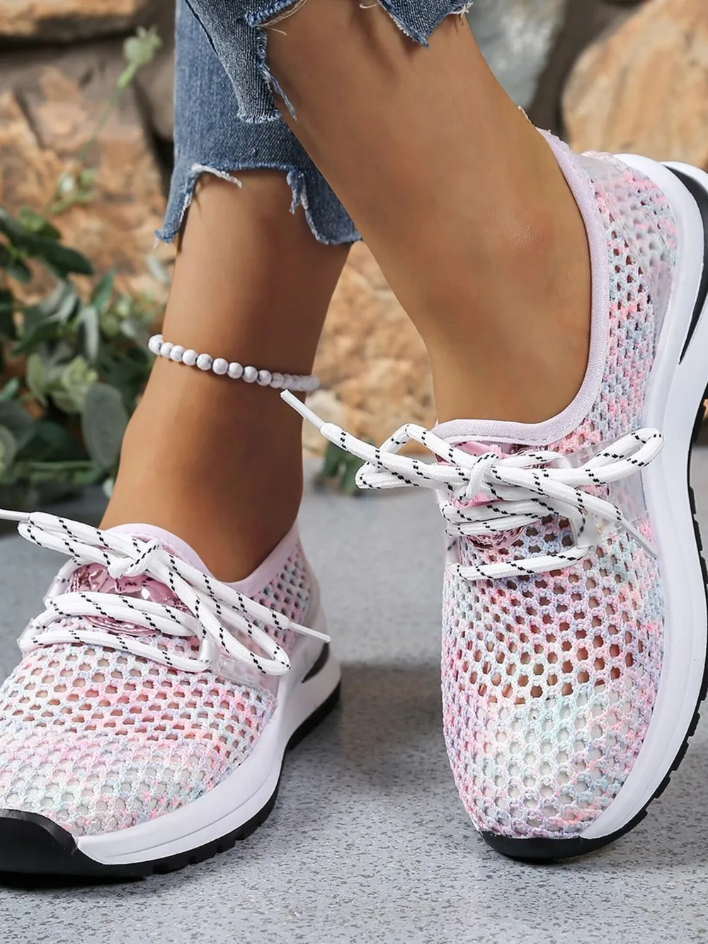 Mesh Breathable Lace Up Athletic, image 3