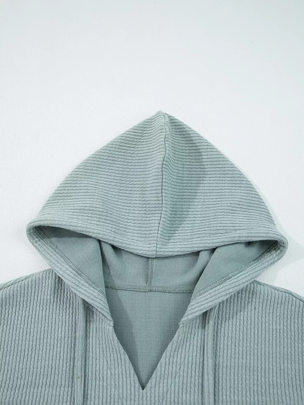 Ribbed Drop Shoulder Knit Hoodie, image 6