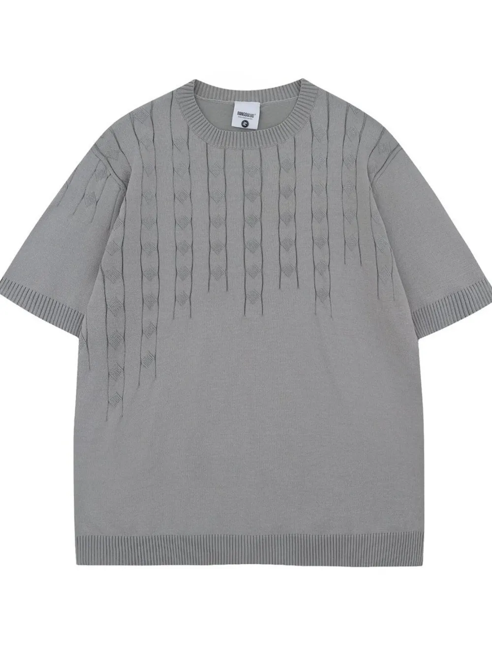 Men's Textured Cable Knit Short Sleeve Top, image 2